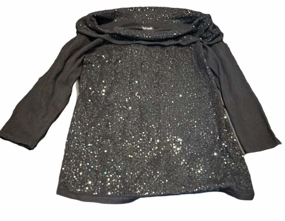 White House Black Market Sequin Pullover Size M Black